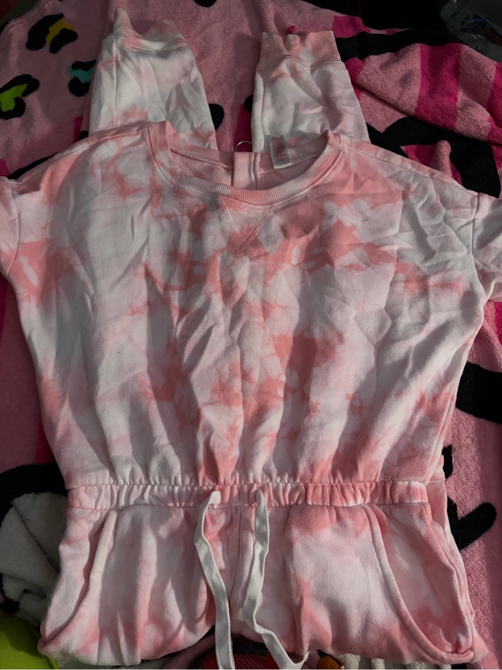 Justice Pink and White Tie-Dye One-Piece Bodysuit